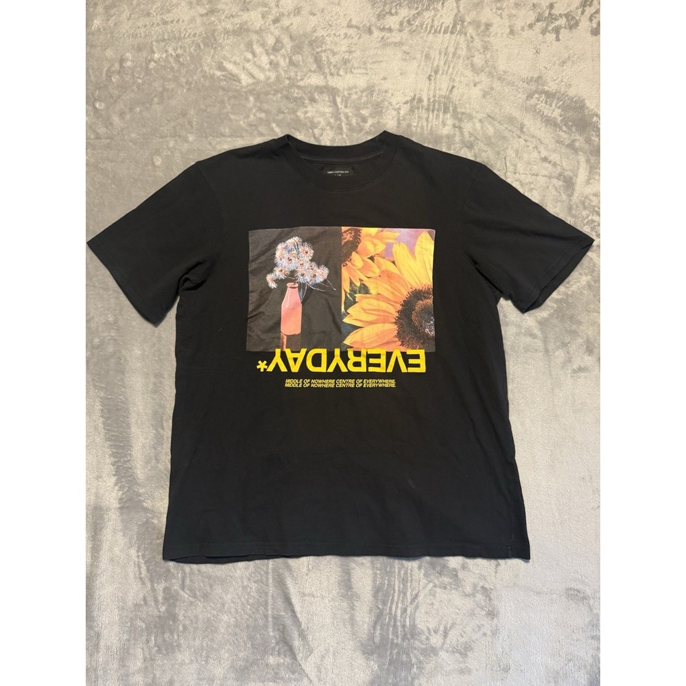 Cotton On T-Shirt Mens Large Black Everyday Graphic Tee Short Sleeve T-Bar